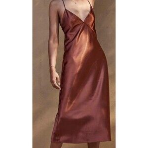 Grace Loves Lace Satiny Copper Midi Dress Size L